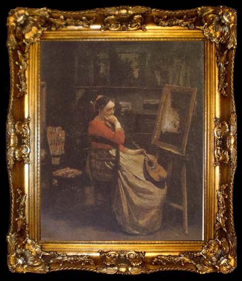 framed  Jean Baptiste Camille  Corot The Studio (mk09), ta009-2